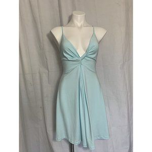 ASOS Fit Flare Dress Light Blue Size 6 Backless‎ Straps Summer Beach Knee Length
